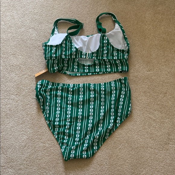 Kona Sol Green Striped Bikini - Picture 2 of 2
